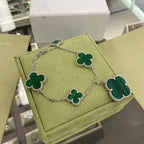 [Clover Jewelry]CLOVER 5 MOTIFS SIVLER MALACHITE BRACELET