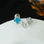 [Clover Jewelry]CLOVER MINI 9.5MM ONYX STUD EARRINGS SILVER