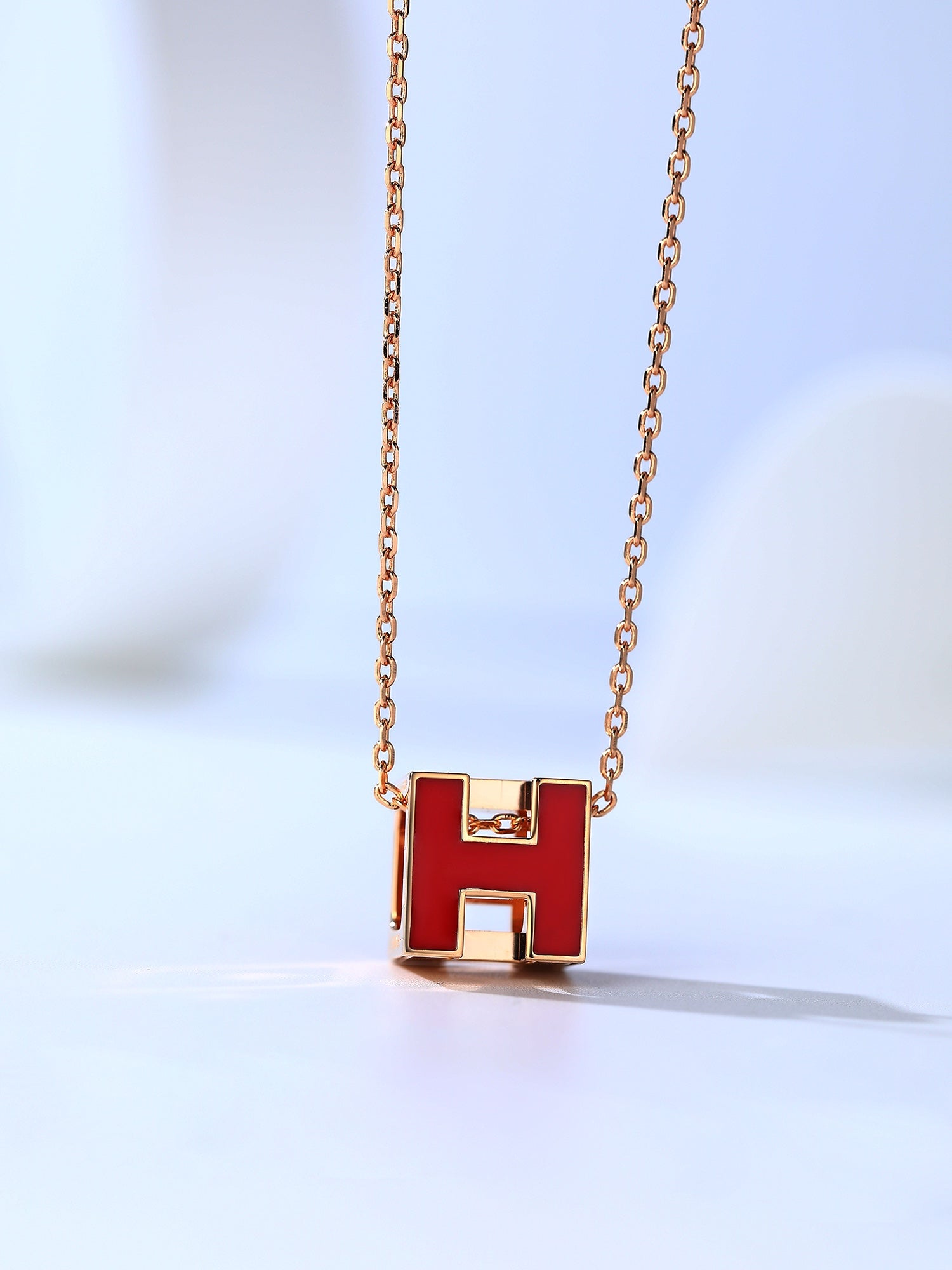 [Clover Jewelry]H CAGE PINK GOLD NECKLACE