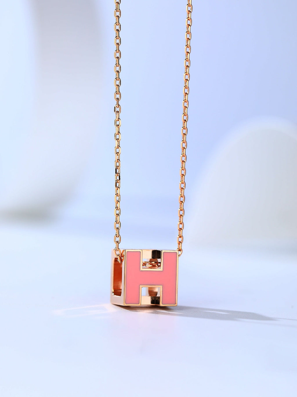 [Clover Jewelry]H CAGE PINK GOLD NECKLACE
