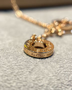 [Clover Jewelry]DREAM MOP DIAMOND PAVED PINK GOLD NECKLACE
