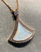 [Clover Jewelry]DREAM MOP DIAMOND PAVED PINK GOLD NECKLACE