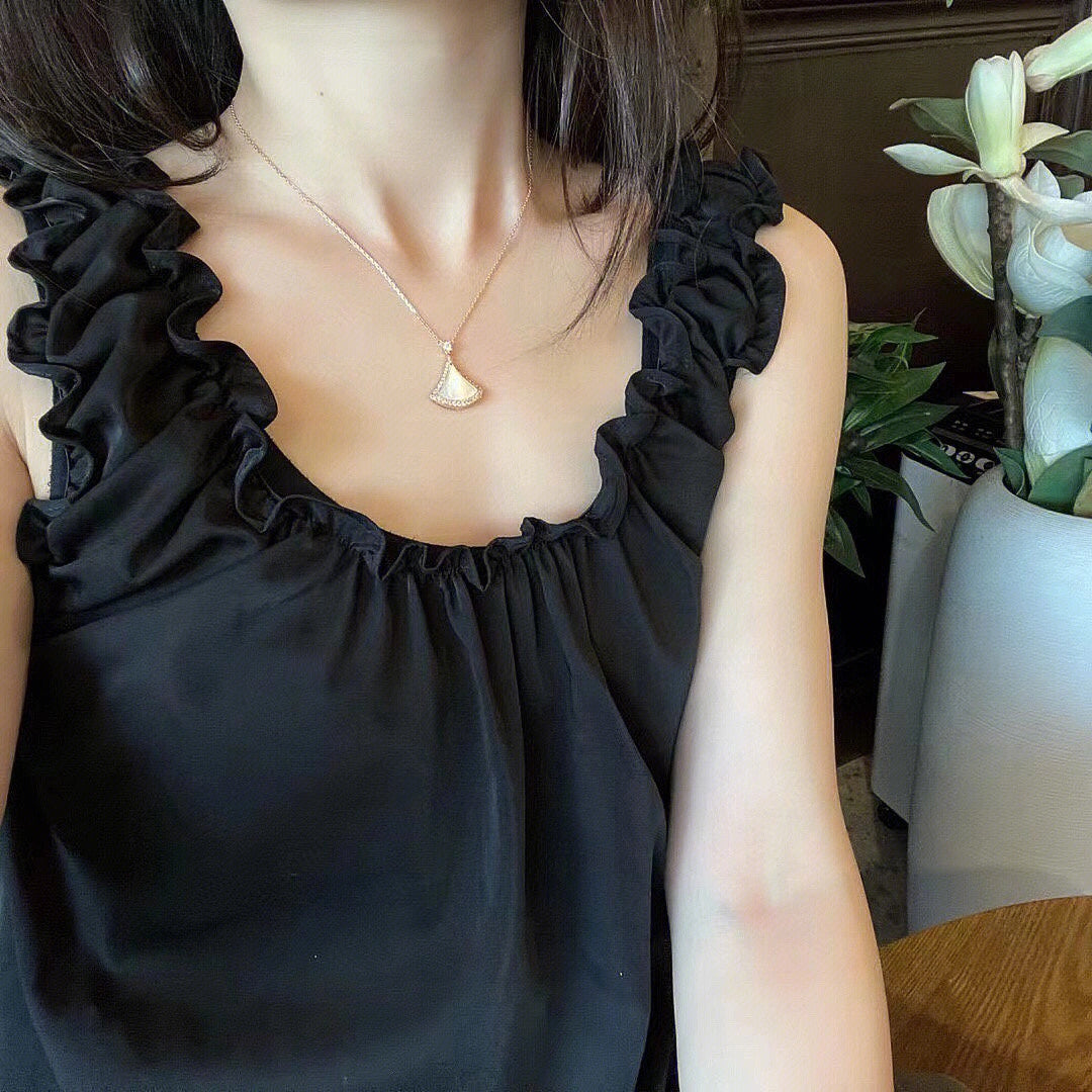 [Clover Jewelry]DREAM MOP DIAMOND PAVED PINK GOLD NECKLACE