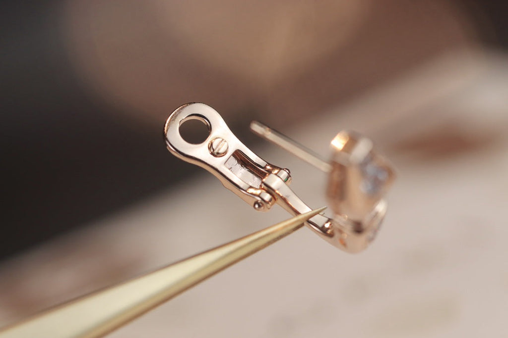 [Clover Jewelry]SERPENT PINK GOLD DIAMOND EARRINGS
