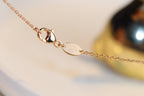 [Clover Jewelry]JEUX MALACHITE 1 DIAMOND PINK GOLD NECKLACE