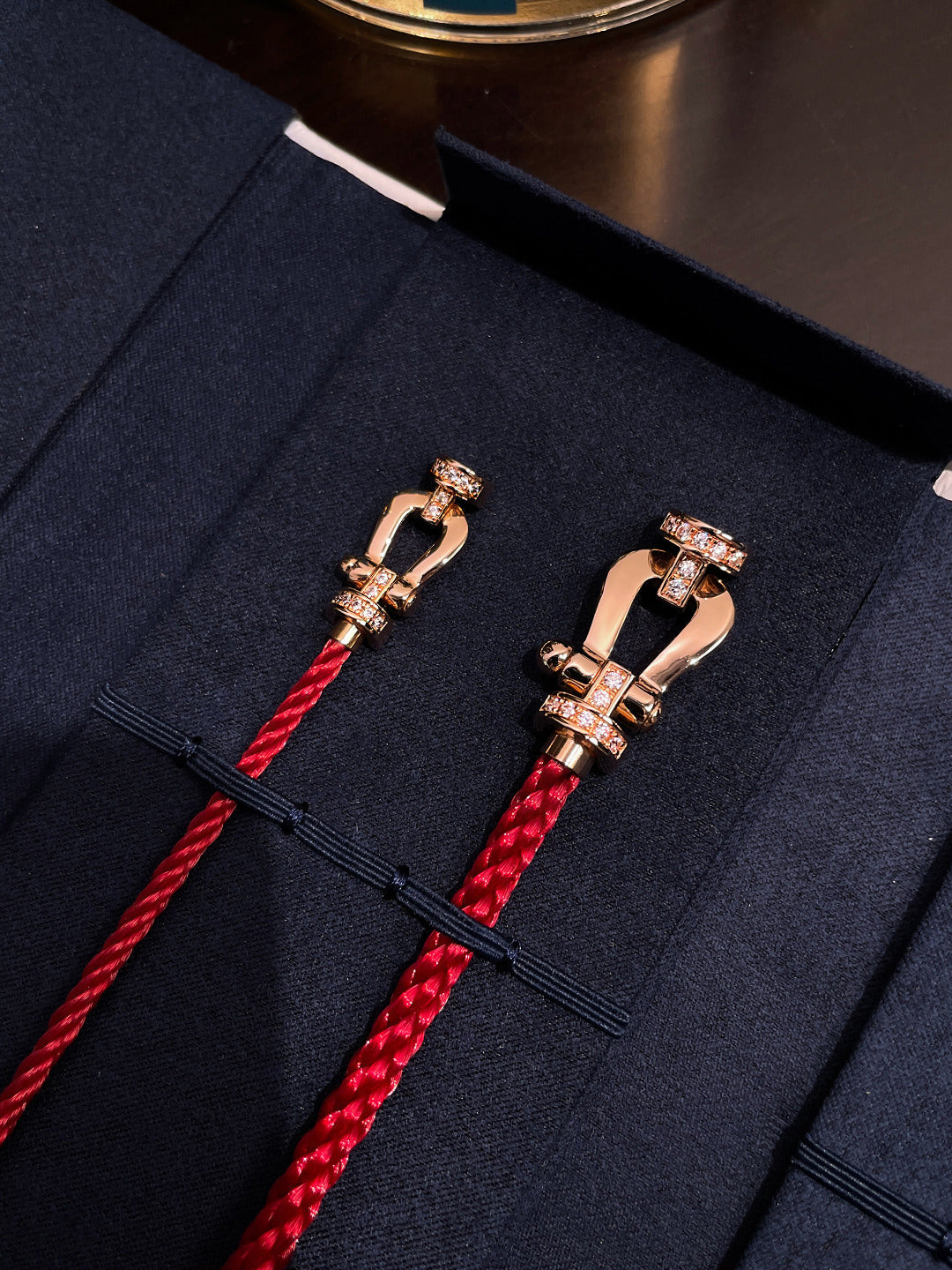 [Clover Jewelry]FORCE 10 HALF DIAMOND PINK GOLD RED CORDERI LARGE AND MEDIUM MODEL
