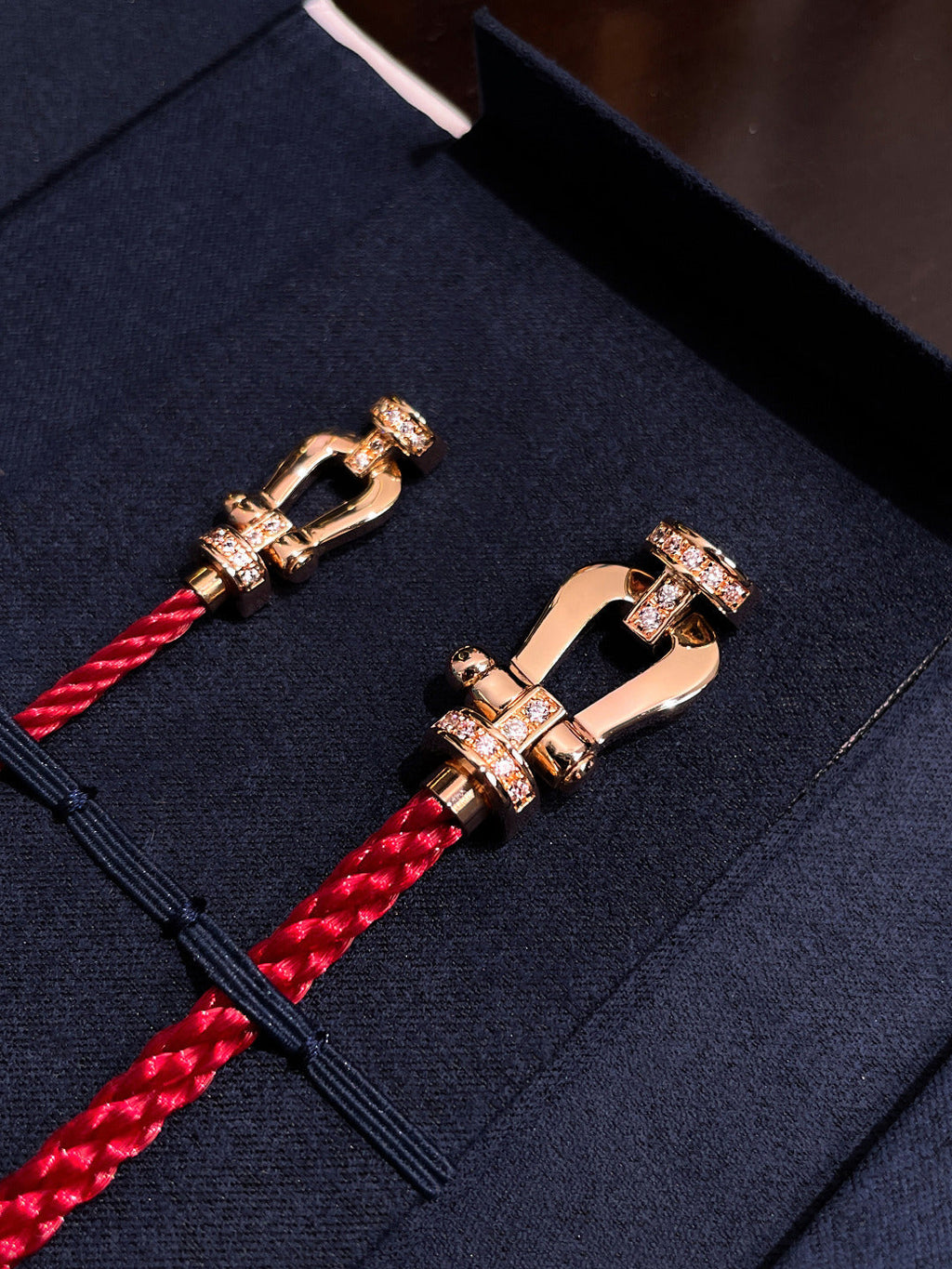 [Clover Jewelry]FORCE 10 HALF DIAMOND PINK GOLD RED CORDERI LARGE AND MEDIUM MODEL
