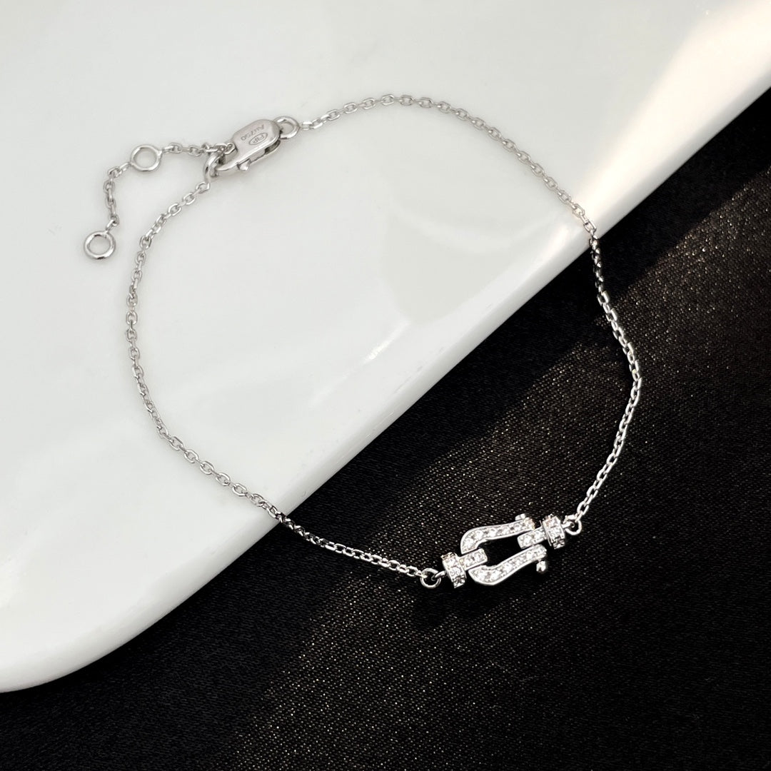 [Clover Jewelry]FORCE 10 FULL DIAMOND BUCKLE CHAIN LINK MINI MODEL