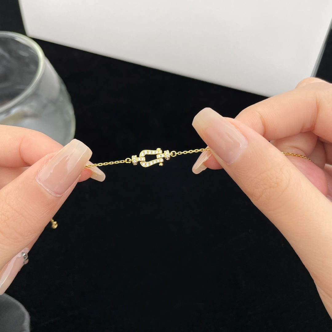 [Clover Jewelry]FORCE 10 FULL DIAMOND BUCKLE CHAIN LINK MINI MODEL