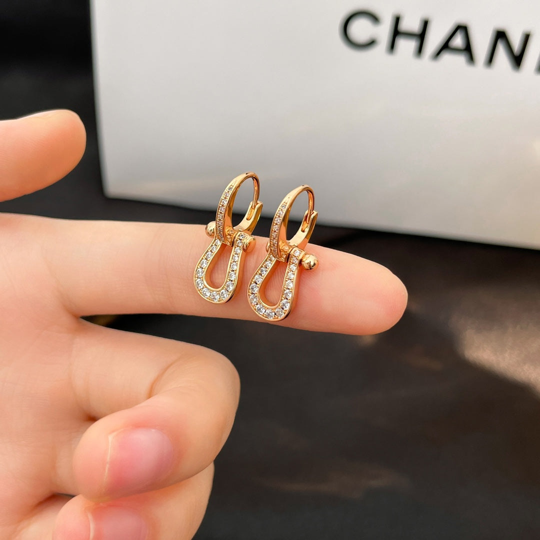 [Clover Jewelry]FORCE 10 FULL DIAMOND DROP EARRINGS MEDIUM MODEL
