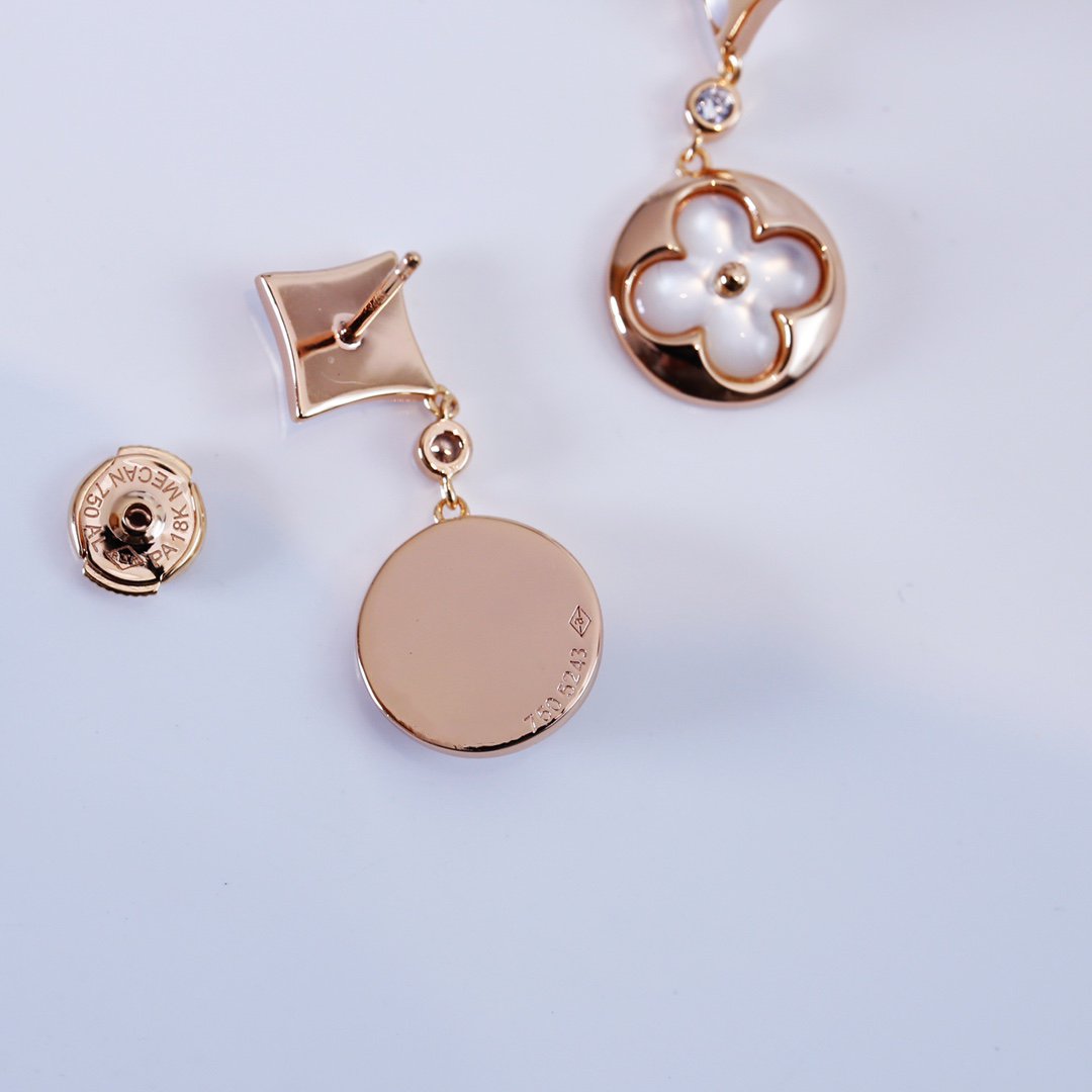 [Clover Jewelry]STAR AND SUN PINK GOLD MOP DROP EARRINGS