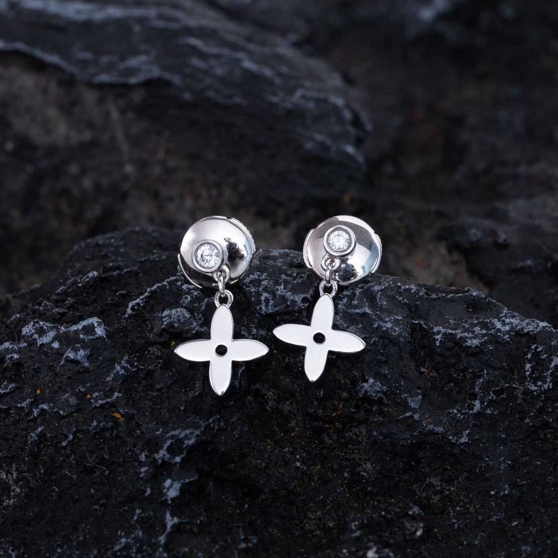 [Clover Jewelry]VIDYLLE SILVER DIAMOND MINI DROP EARRINGS