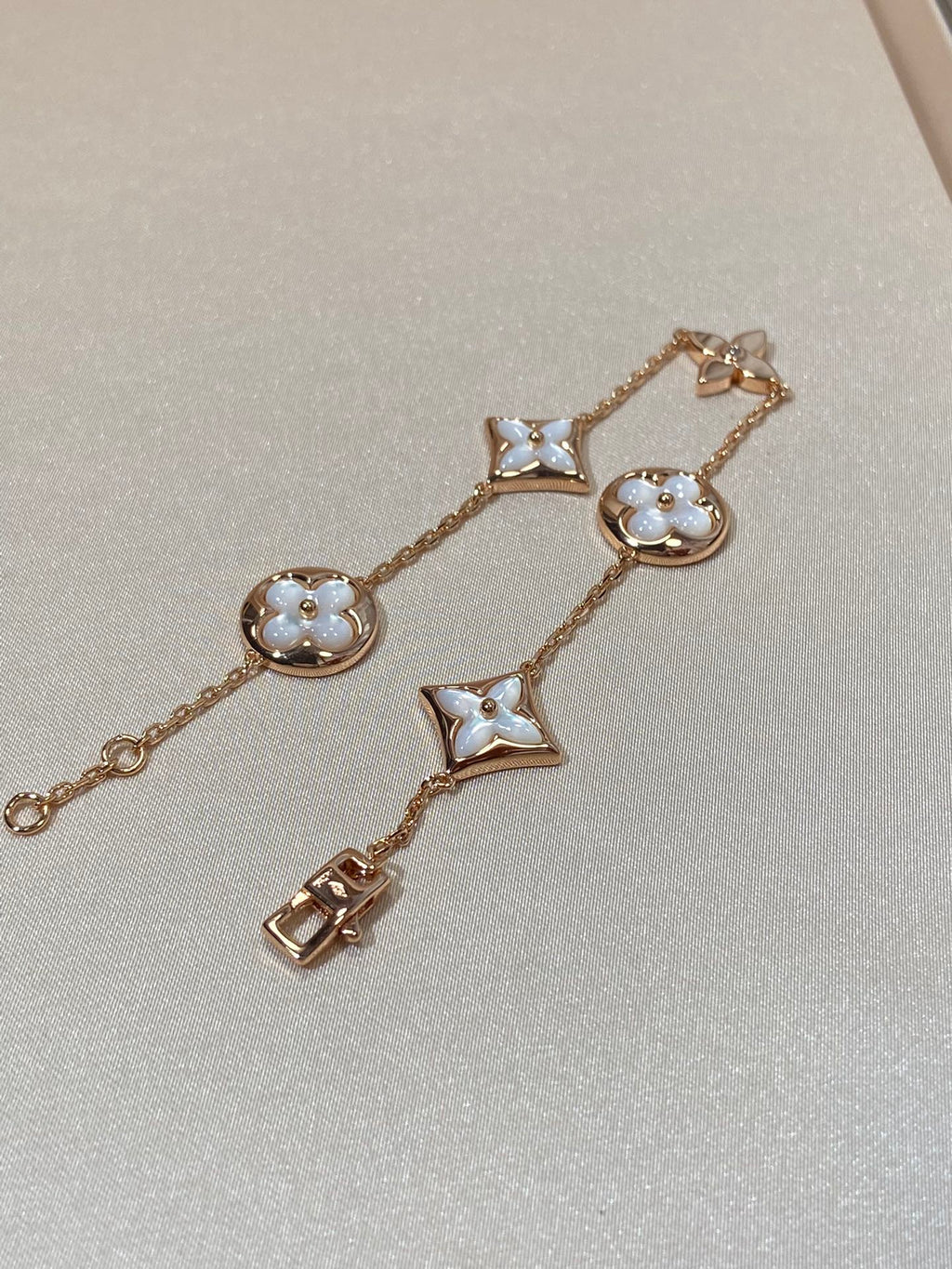 [Clover Jewelry]STAR AND SUN 5 MOTIF MOP PINK GOLD BRACELET