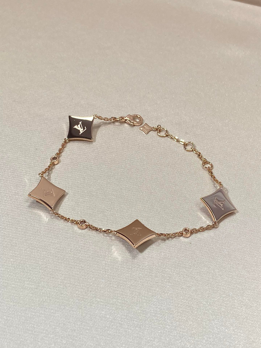 [Clover Jewelry]STAR 4 MOTIF MOP DIAMOND PINK GOLD BRACELET