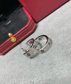 [Clover Jewelry]LOVE CERAMIC DIAMOND PAVED SILVER EARRINGS