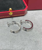 [Clover Jewelry]LOVE CERAMIC DIAMOND PAVED SILVER EARRINGS