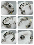 [Clover Jewelry]LOVE CERAMIC DIAMOND PAVED SILVER EARRINGS