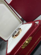 [Clover Jewelry]LOVE PINK GOLD SILVER DIAMOND DOUBLE RING