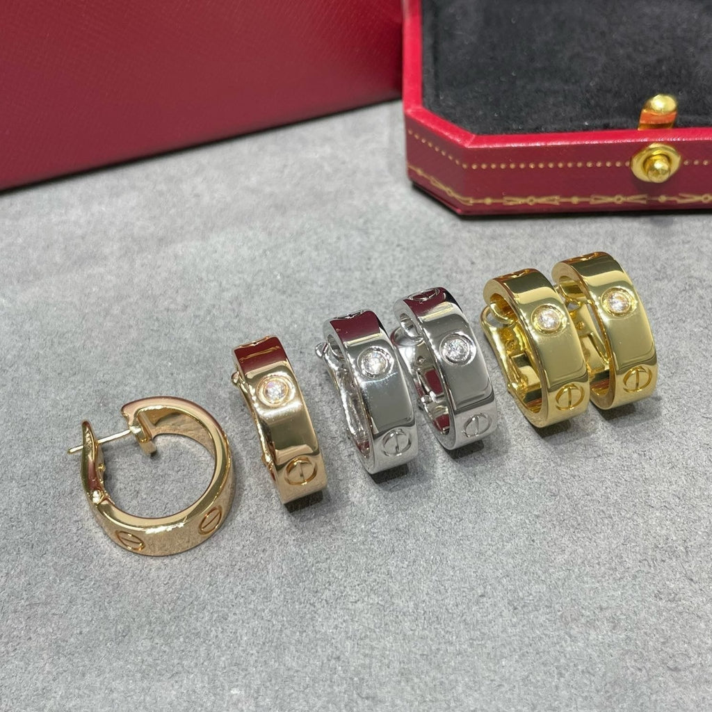 [Clover Jewelry]LOVE 5.5MM 1 DIAMOND EARRINGS
