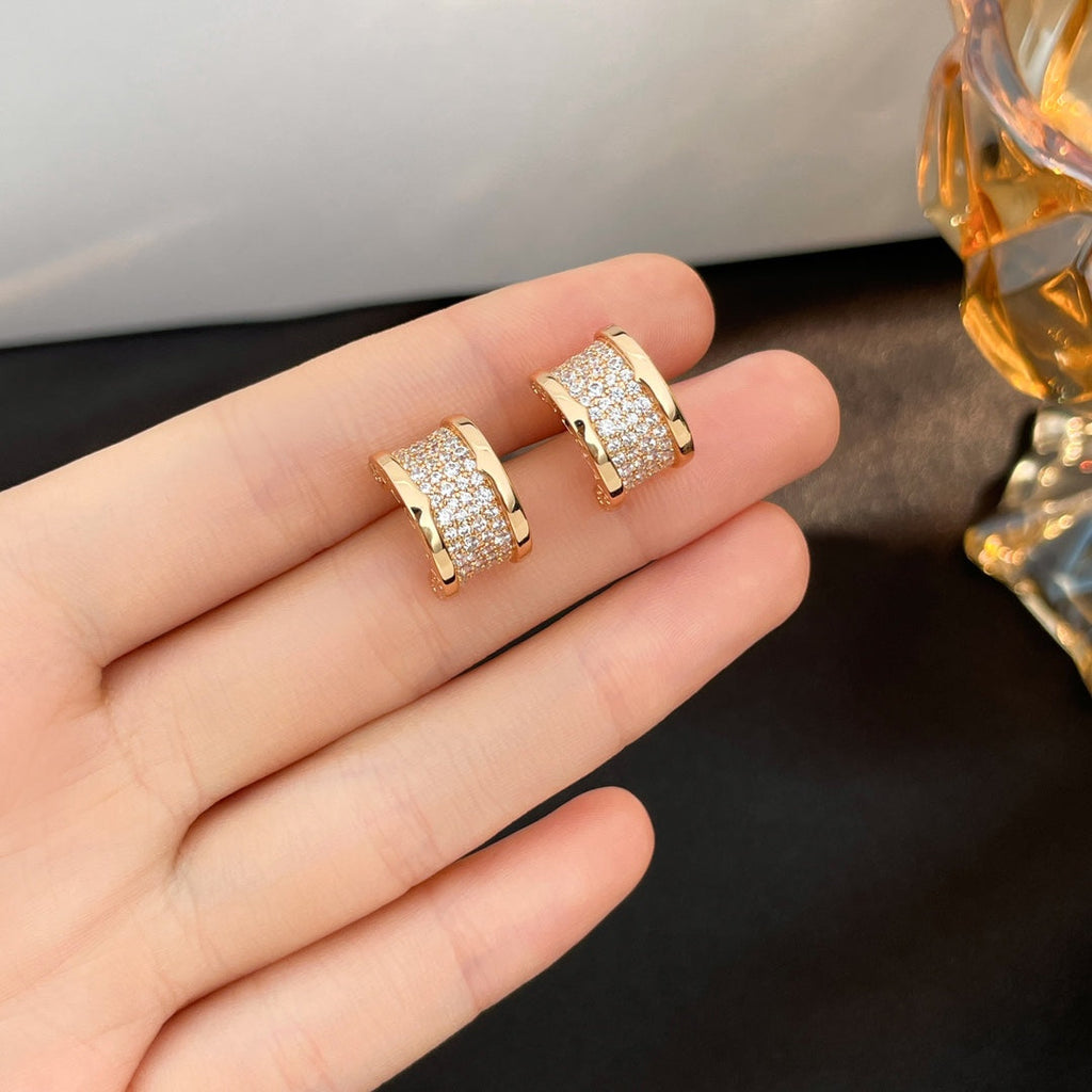 [Clover Jewelry]ZERO 1 DIAMOND PAVED EARRINGS