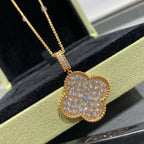 [Clover Jewelry]CLOVER 25MM LARGE PEDANT DIAMOND PAVED LONG NECKLACE