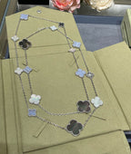 [Clover Jewelry]CLOVER 16 MOTIF CHALCEDONY MOP SILVER NECKLACE