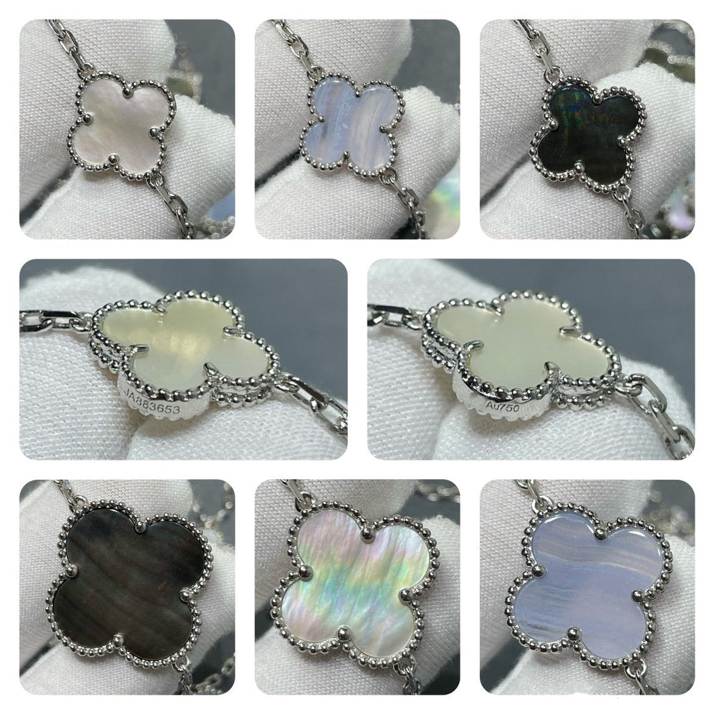[Clover Jewelry]CLOVER 16 MOTIF CHALCEDONY MOP SILVER NECKLACE