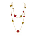 [Clover Jewelry]CLOVER 16 MOTIF CARNELIAN TIGER EYE ROSE GOLD NECKLACE