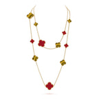 [Clover Jewelry]CLOVER 16 MOTIF CARNELIAN TIGER EYE ROSE GOLD NECKLACE
