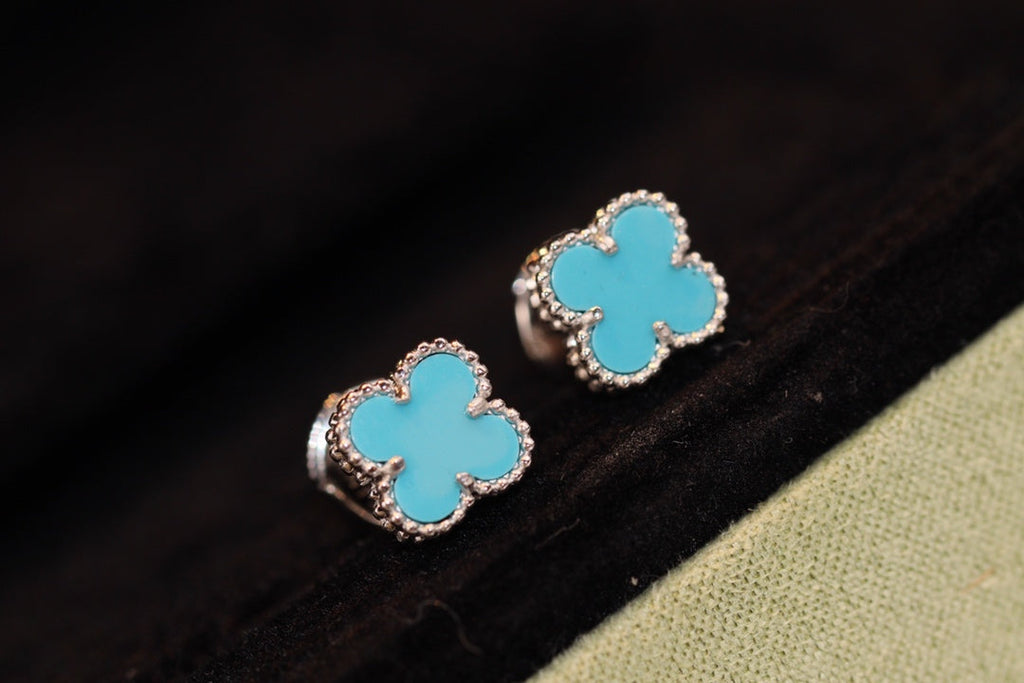 [Clover Jewelry]CLOVER MINI TURQUOISE SILVER STUD EARRINGS