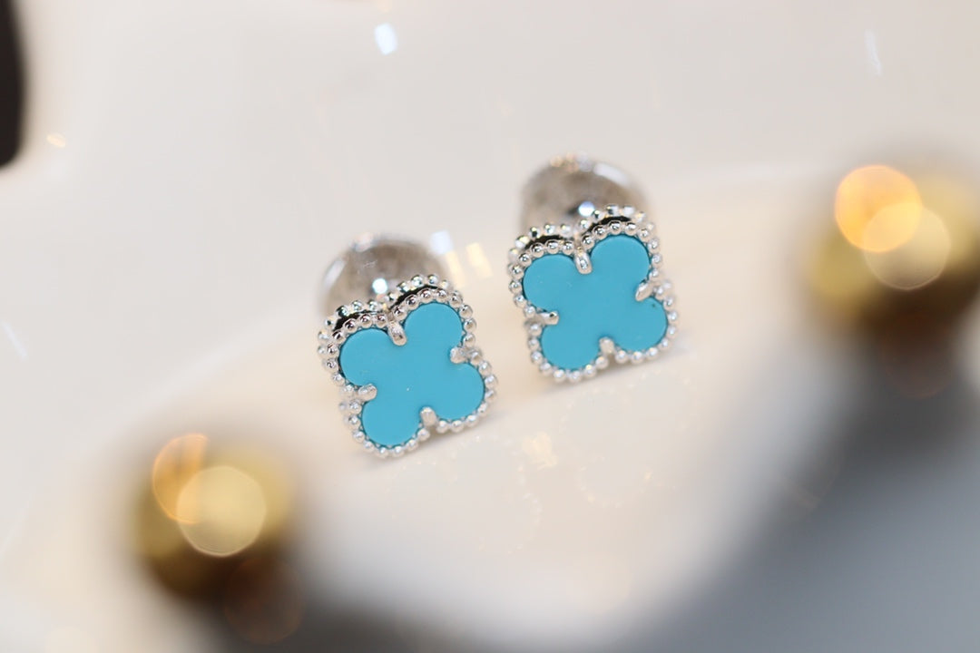 [Clover Jewelry]CLOVER MINI TURQUOISE SILVER STUD EARRINGS