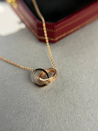 [Clover Jewelry]LOVE NECKLACE DOUBLE RING PINK GOLD