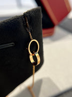 [Clover Jewelry]LOVE NECKLACE DOUBLE RING PINK GOLD