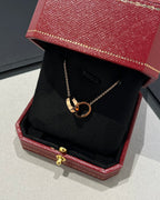 [Clover Jewelry]LOVE NECKLACE DOUBLE RING PINK GOLD