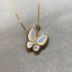 [Clover Jewelry]SCHMETTERLING PERLMUTT DIAMANT HALSKETTE