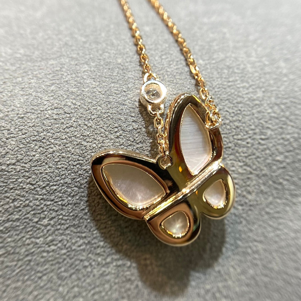 [Clover Jewelry]SCHMETTERLING PERLMUTT DIAMANT HALSKETTE