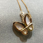 [Clover Jewelry]SCHMETTERLING PERLMUTT DIAMANT HALSKETTE