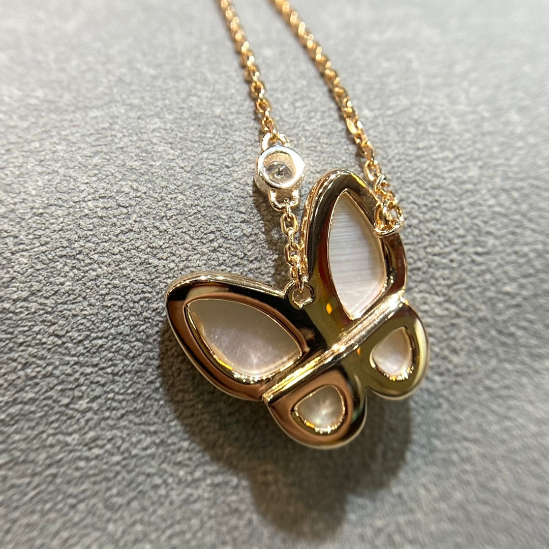 [Clover Jewelry]SCHMETTERLING PERLMUTT DIAMANT HALSKETTE