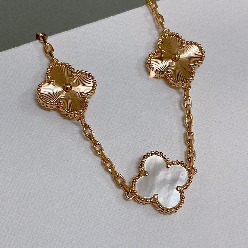 [Clover Jewelry]CLOVER BRACELET 5 MOTIF WHITE MOP PINK GOLD