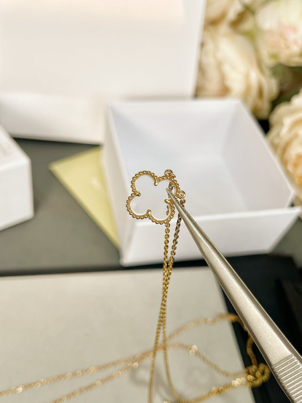 [Clover Jewelry]CLOVER ROCK CRYSTAL ROSE GOLD NECKLACE