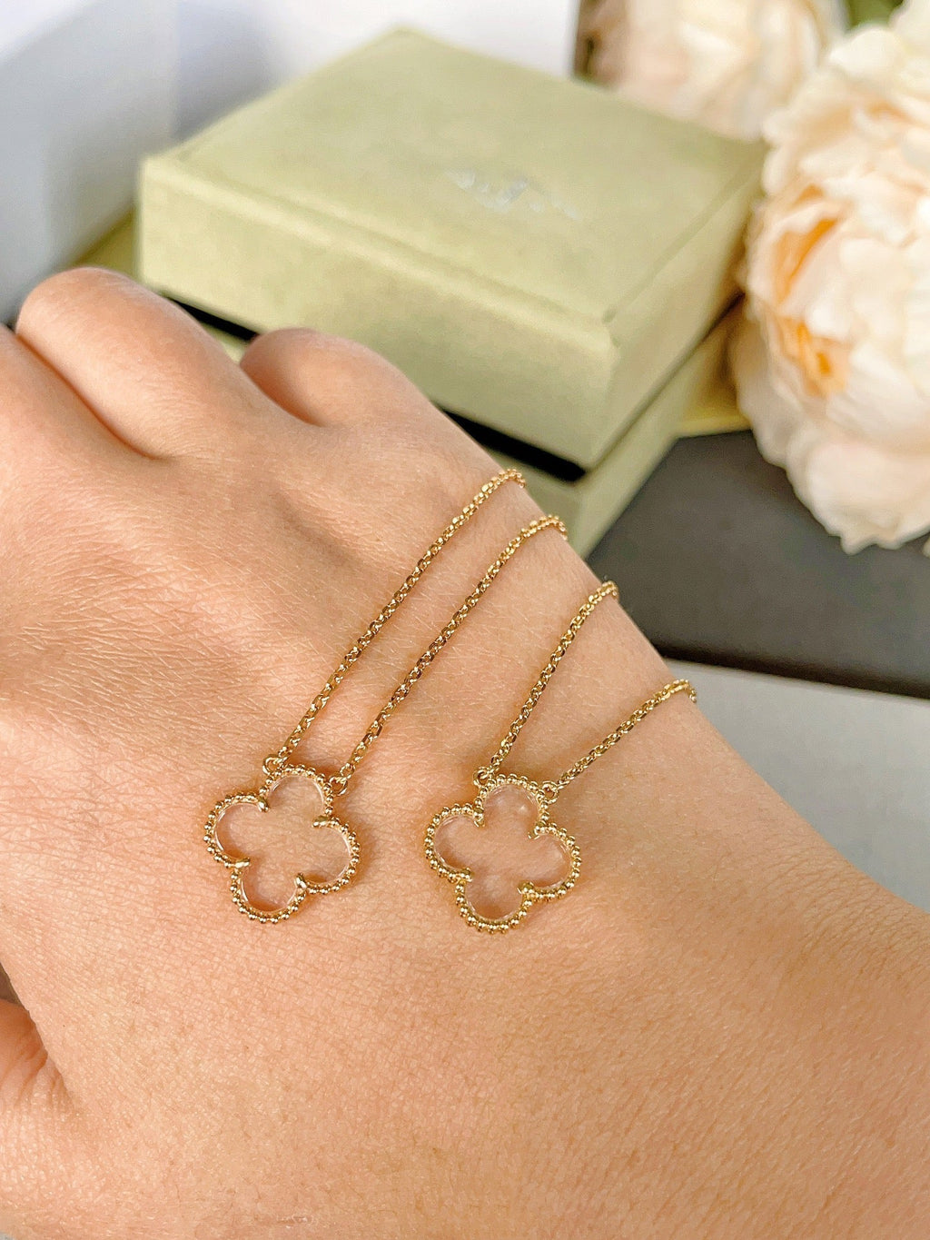 [Clover Jewelry]CLOVER ROCK CRYSTAL ROSE GOLD NECKLACE