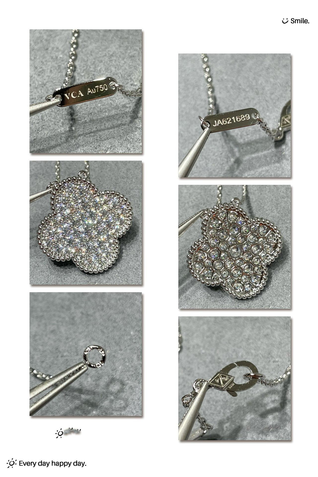 [Clover Jewelry]CLOVER 25MM LARGE PENDANT DIAMOND PAVED SILVER NECKLACE