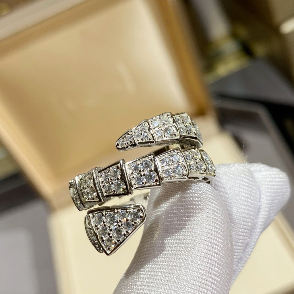 [Clover Jewelry]SERPENTI DOPPELRING SILBER MIT DIAMANTPAVEE