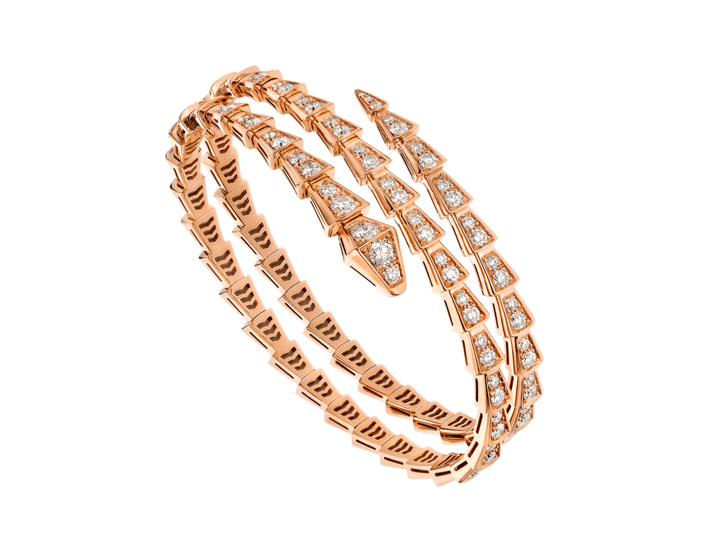 [Clover Jewelry]SERPENTI BRACELET PINK GOLD DIAMOND DOUBLE ROW