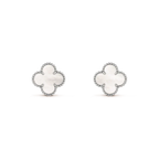 [Clover Jewelry]CLOVER MEDIUM 1 MOTIFS  WHITE MOP EARRINGS SILVER