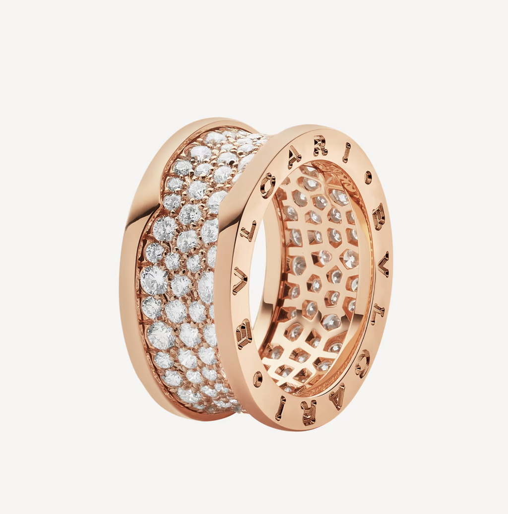 [Clover Jewelry]ZERO 1 WITH PAVED DIAMONDS ON THE SPIRAL RING