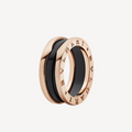 [Clover Jewelry]ZERO 1 TWO-BAND SCHLEIFEN UND SCHWARZER KERAMIK ROSÉGOLD RING