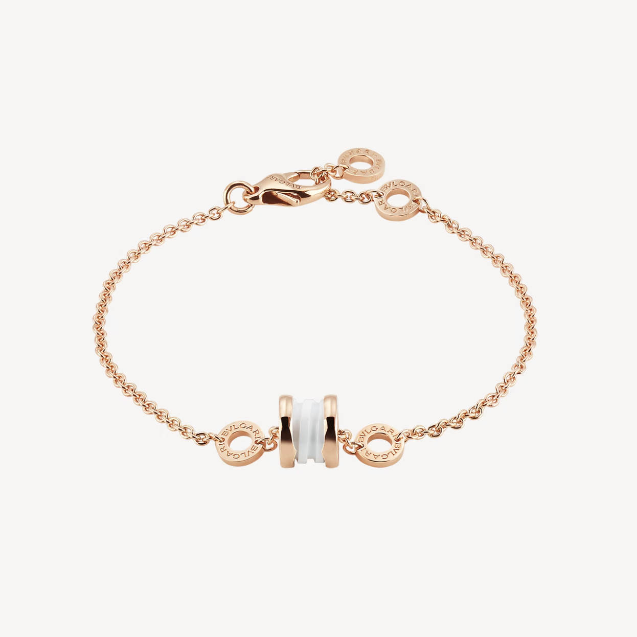 [Clover Jewelry]ZERO 1 SOFT PINK GOLD AND WHITE CERAMIC BRACELET