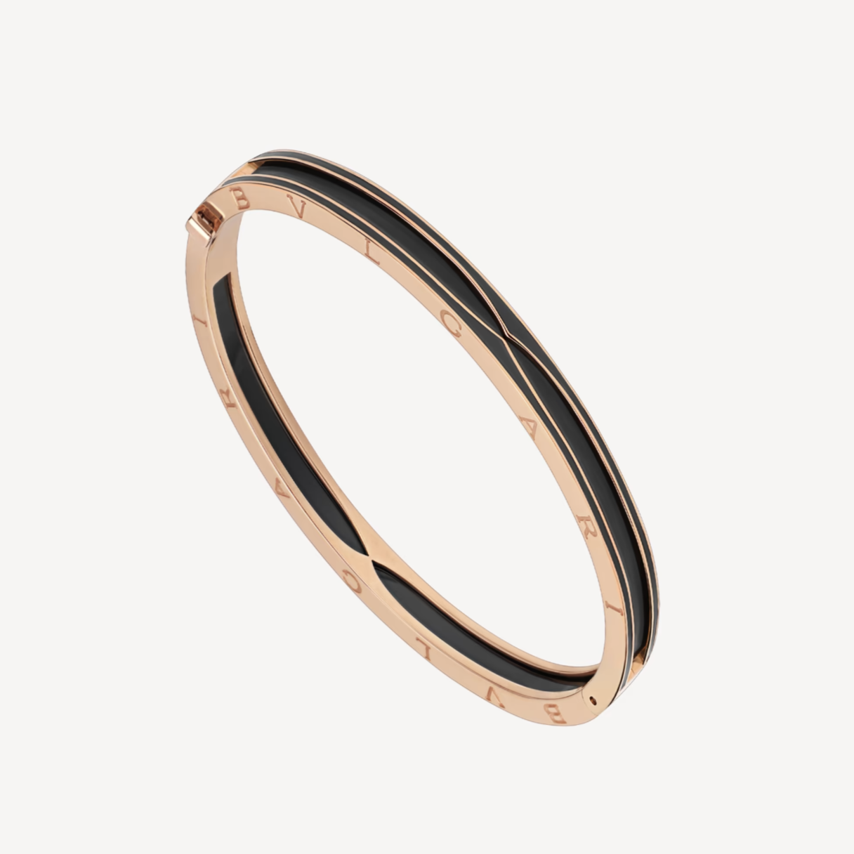 [Clover Jewelry]ZERO 1 PINK GOLD WITH MATTE BLACK CERAMIC BRACELET
