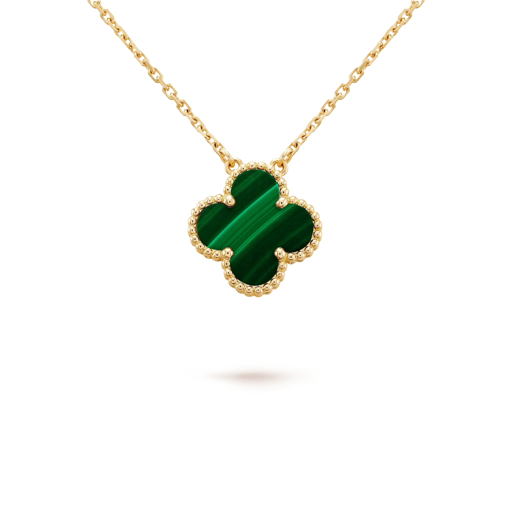 [Clover Jewelry]クローバー 15MM マラカイト シングル フラワー ネックレス
